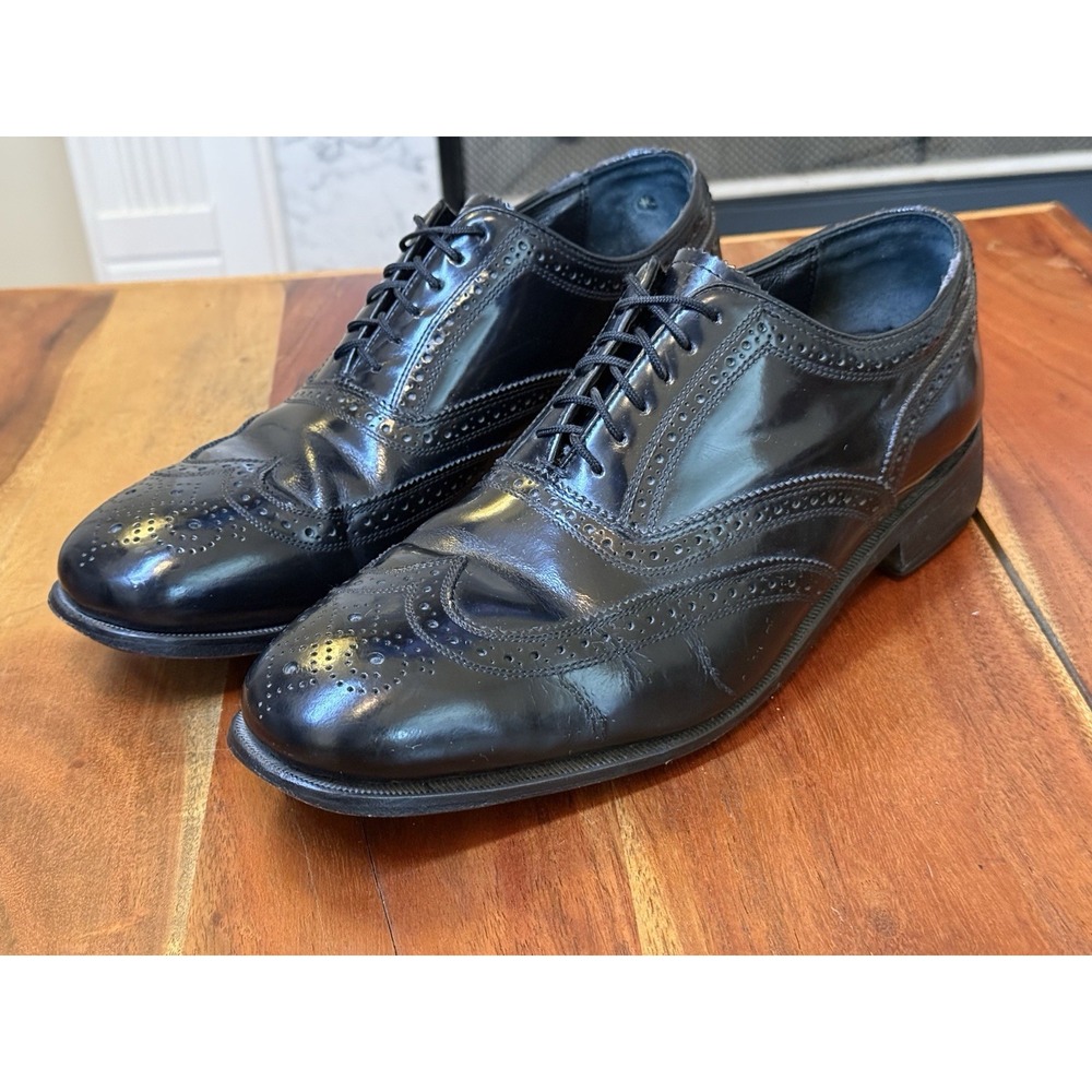 Florsheim Lexington Wingtip Brogue Oxfords Leather Black Shoes 10 D 17066-01